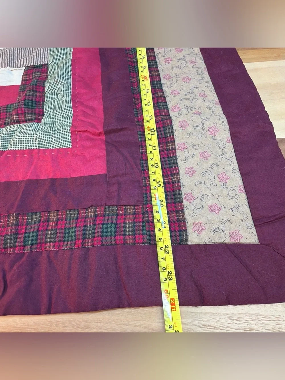 NWT Pinecone Ridge ONE Quilted Standard Pillow Sham 20x26” Burgundy Patchwork